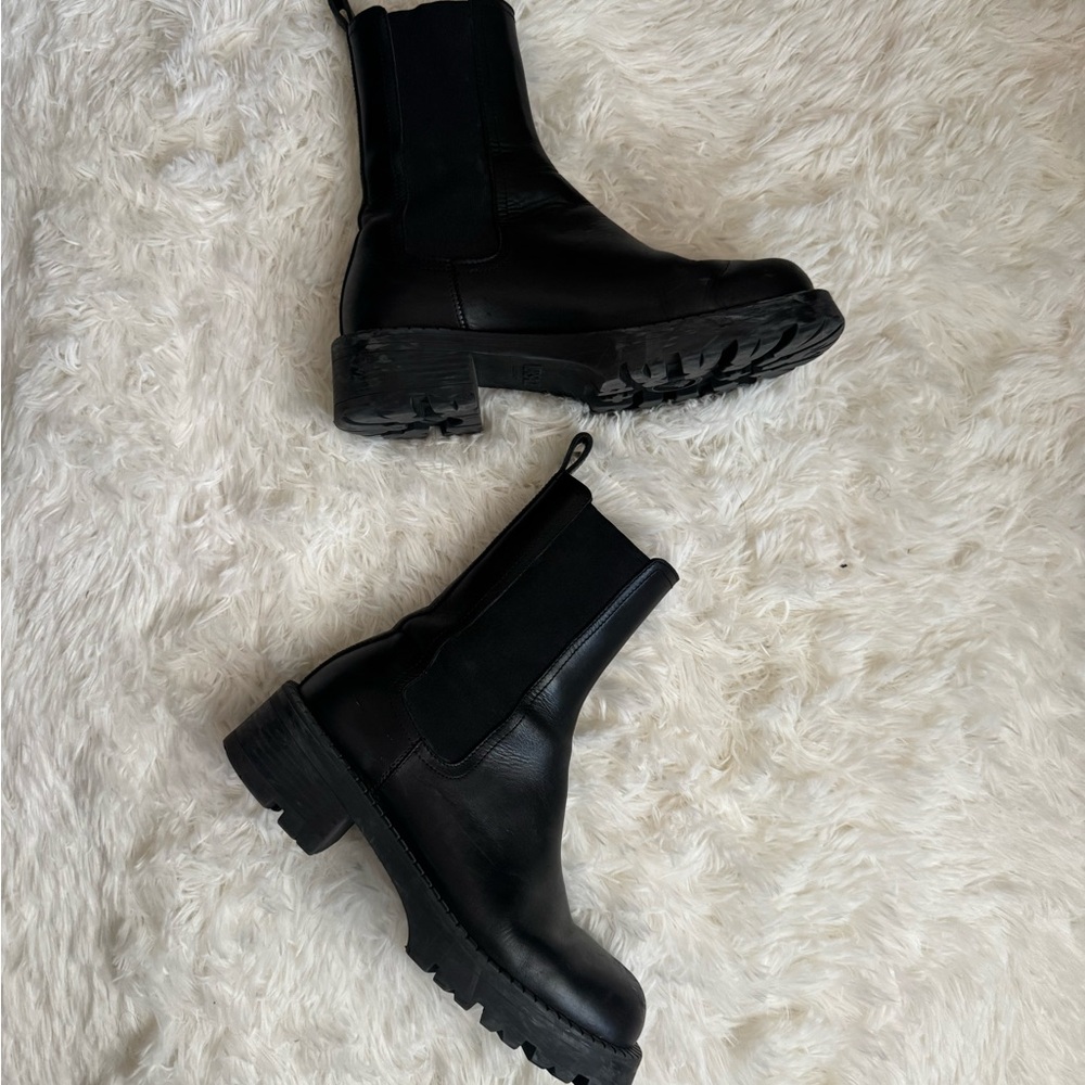 Versace Black Leather Ankle Boots
